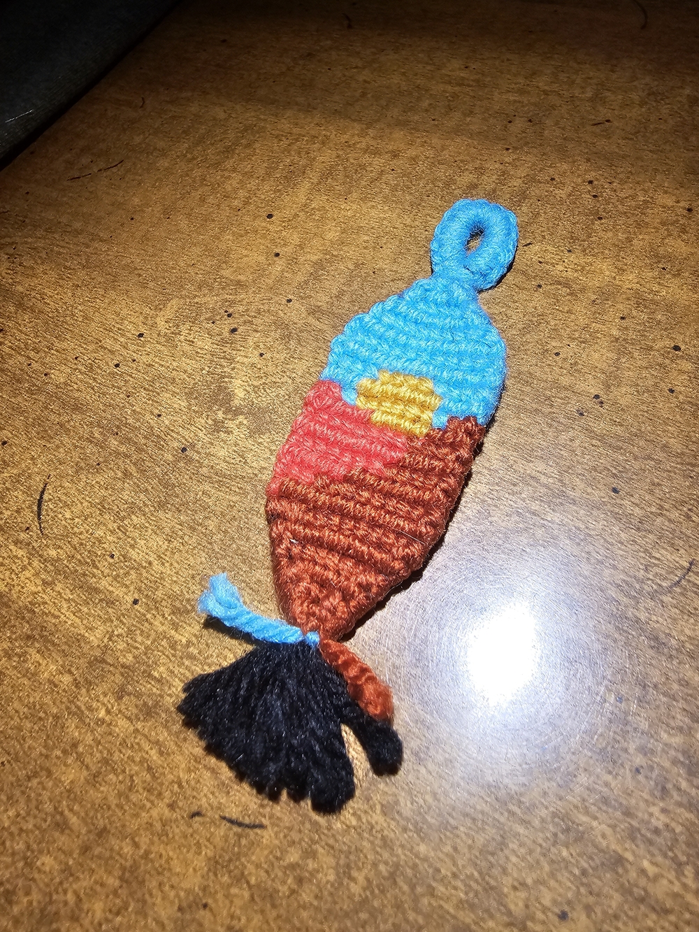 Handmade Multicolor Keychain Blue And Red Mountain Sunset